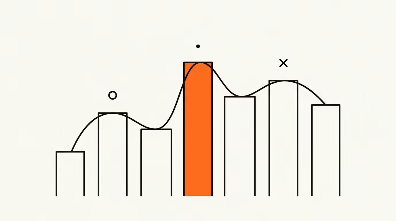 GA4 actionable insights for a board-grade reporting cadence hero illustration, brand-typographic editorial poster on cream paper, deep ink headline and brand-orange italic accent.