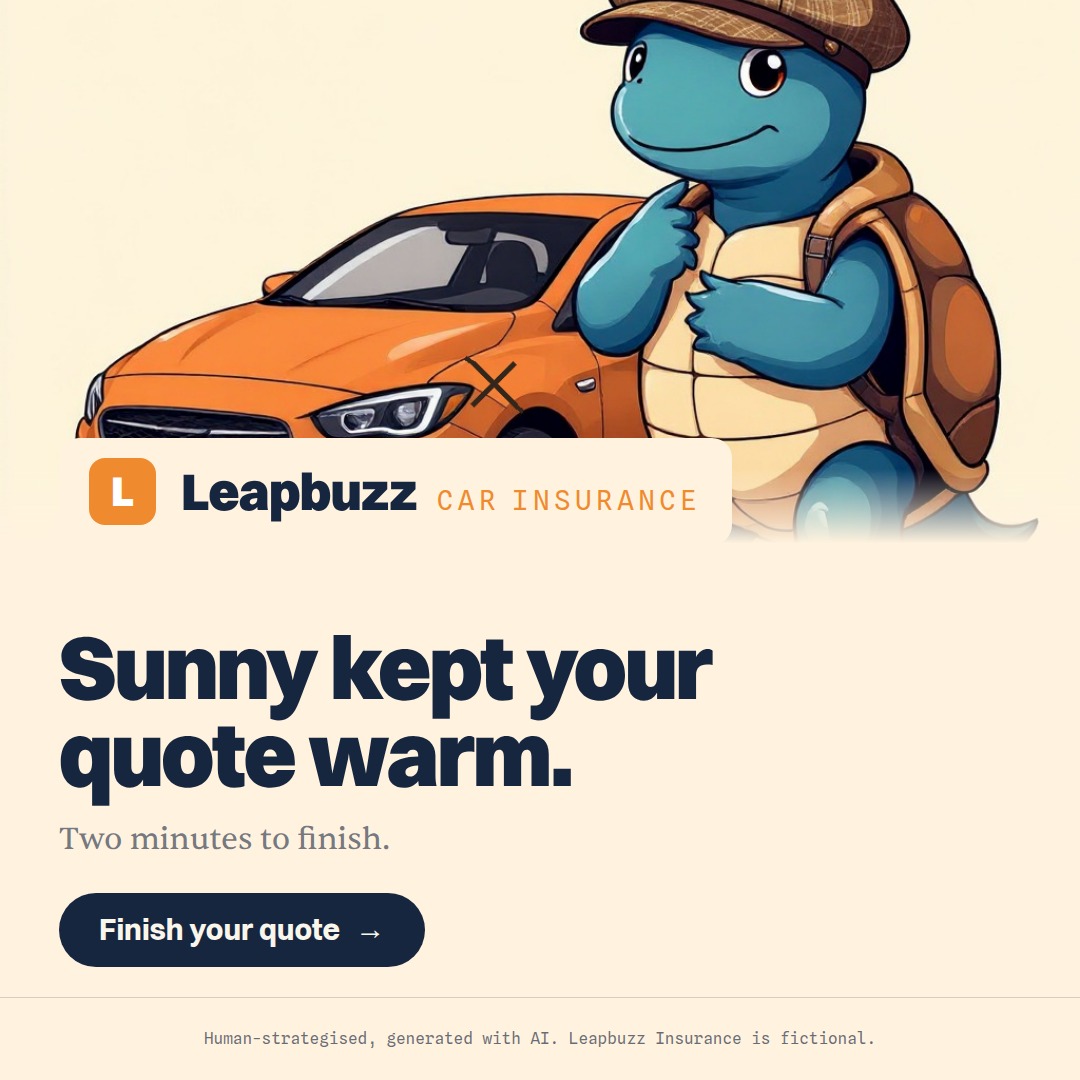 Leapbuzz Insurance demo, Mascot Sales ad: Sunny kept your quote warm.