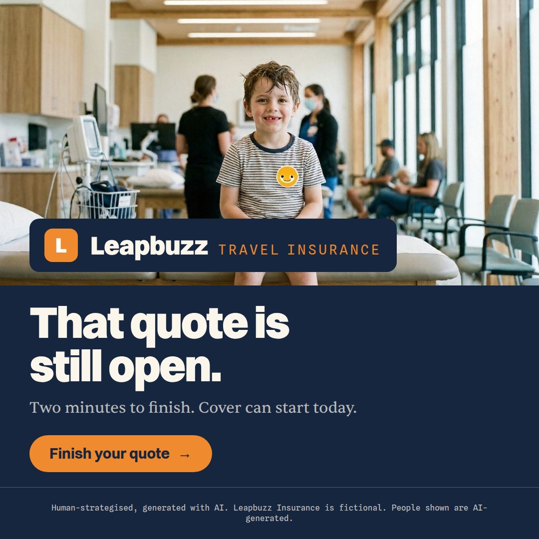 Leapbuzz Insurance demo, Photoreal Sales ad: That quote is still open.