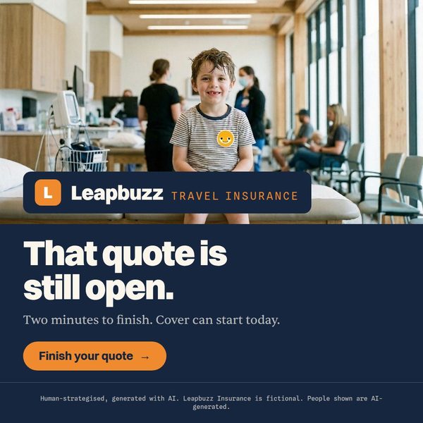 Leapbuzz Insurance demo, Photoreal Sales ad: That quote is still open.