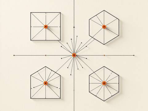 Four interlocking geometric shapes representing embedded, MGA, D2C, and B2B2C insurtech distribution models, connected by a central orange node