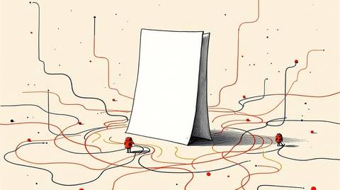 Editorial line illustration of a single plain text file at a crossroads of crawler paths, most paths bypassing it, one narrow path reaching it labelled coding agent, with a single orange accent shape