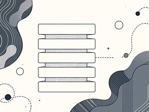Martech stack selection: schematic illustration of stacked architecture layers with flow connections and an orange decision-node accent.