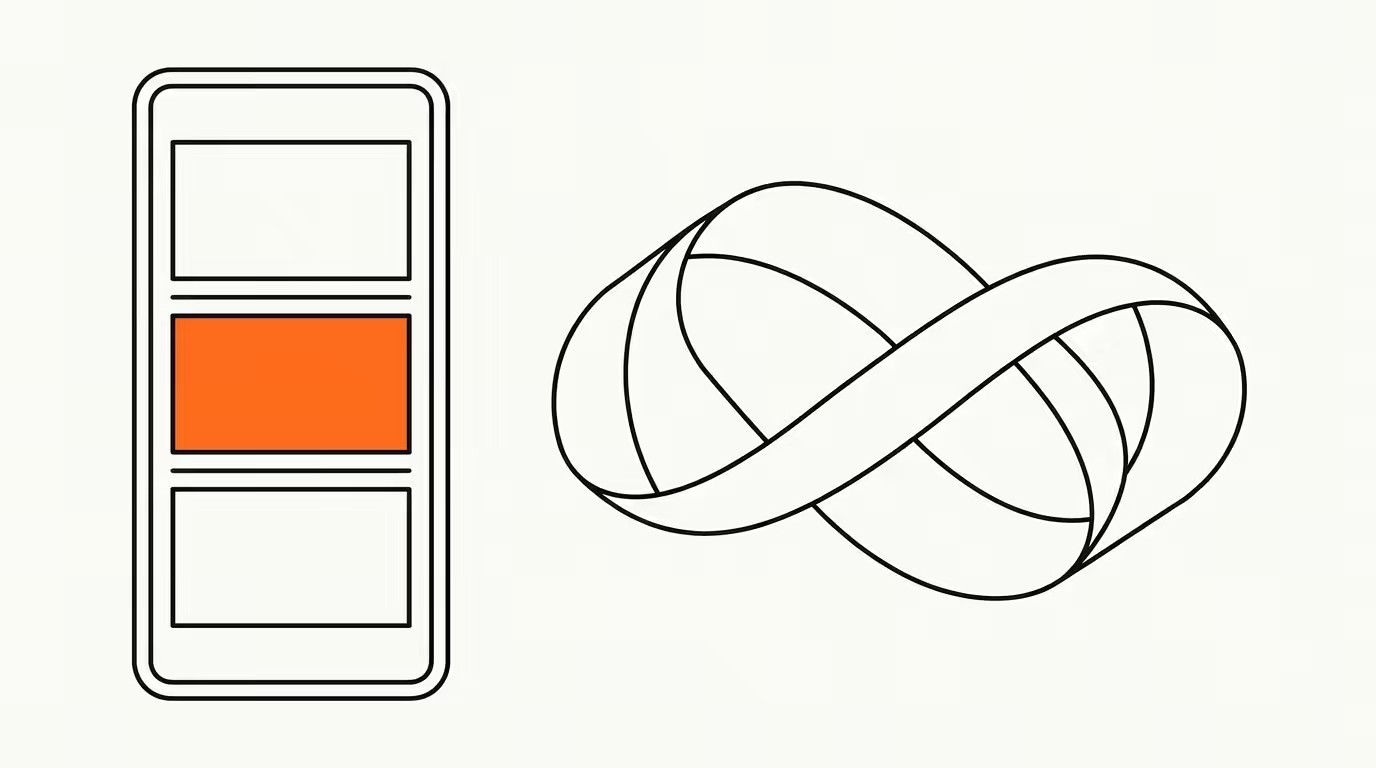 Meta Ads mastery in the Advantage+ era hero illustration, brand-typographic editorial poster on cream paper, deep ink headline and brand-orange italic accent.