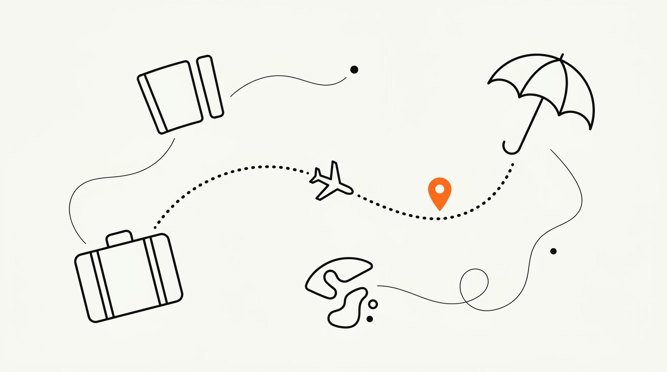 Travel insurance customer journey map showing search, comparison, embedded checkout, and advisor channels across trip planning stages